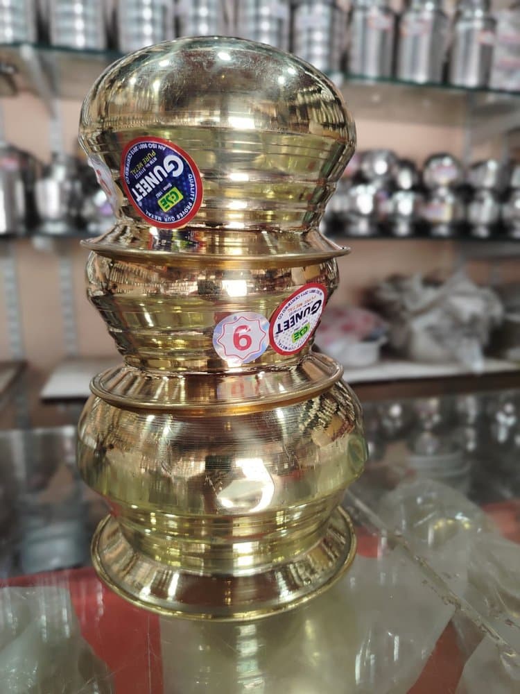 Guneet Traditional Brass Lota / Kalash Set of 3